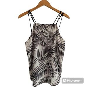 NWT Sam Edelman Black and White Leaf Print Strappy Camisole | Vacation Coastal